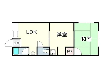 シャルム鈴蘭台東町(2LDK/2階)の間取り写真