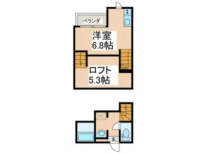 GLAD東本町 イースト(ワンルーム/1階)の間取り写真