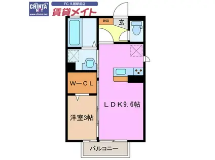 コーポ NC(1LDK/1階)の間取り写真
