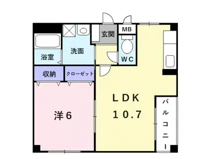 レーゲンボーゲン大美野(1LDK/2階)の間取り写真