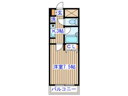 テルシノ北仙台(1K/3階)の間取り写真