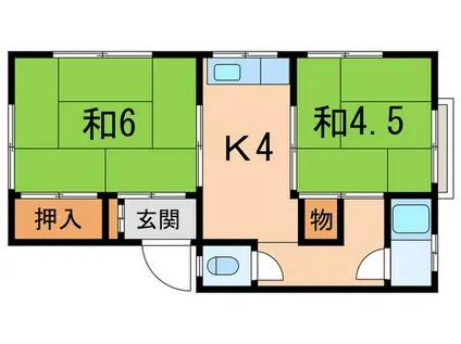マンション芦屋の里(2K/1階)の間取り写真