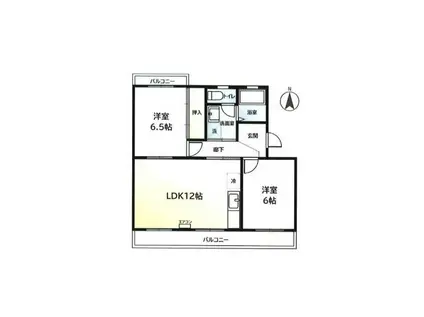 ヴィラ長者町(2LDK/3階)の間取り写真