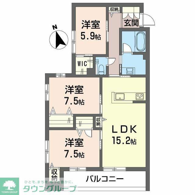 ウィズプラス大船(3LDK/3階)の間取り写真