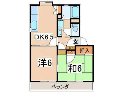 ウイロードベータ(2DK/1階)の間取り写真