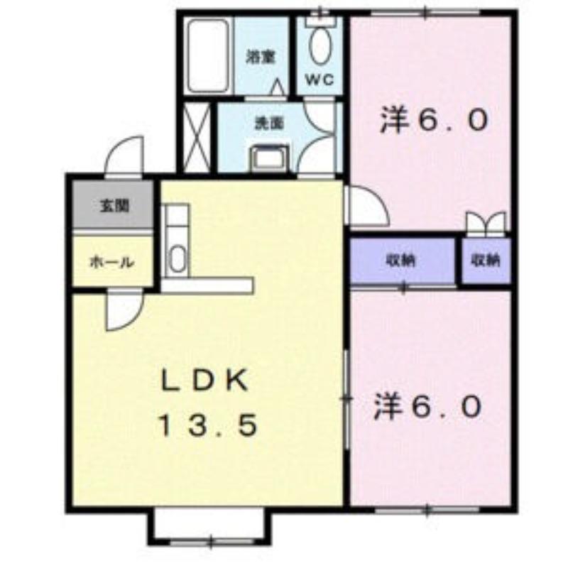 クレストール石山(2LDK/1階)の間取り写真