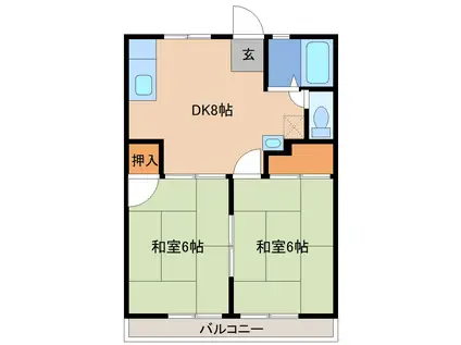 阿部ハイツ(2DK/2階)の間取り写真