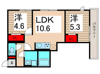 グラナーデ六町II(2LDK/2階)の間取り写真
