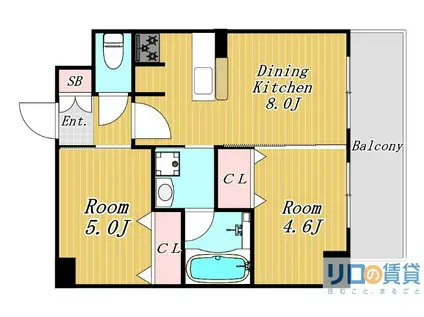 エステムコート新大阪IXグランブライト(2DK/10階)の間取り写真