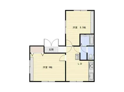 鈴木C棟(2DK/1階)の間取り写真