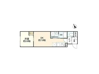 ウェルスクエアイズム世田谷用賀(1DK/3階)の間取り写真