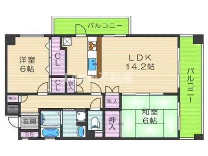 VIVO松ヶ鼻(2LDK/7階)の間取り写真