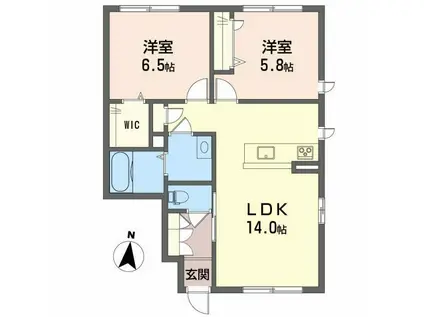 MI FLAT N(2LDK/1階)の間取り写真