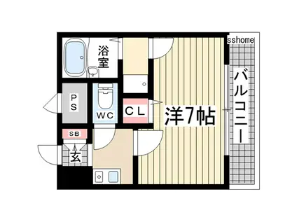 インペリアル六甲道(1K/8階)の間取り写真