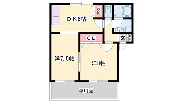 アーバンコートI(2DK/1階)の間取り写真