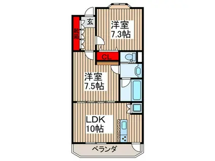 ステラータ深谷(2LDK/2階)の間取り写真