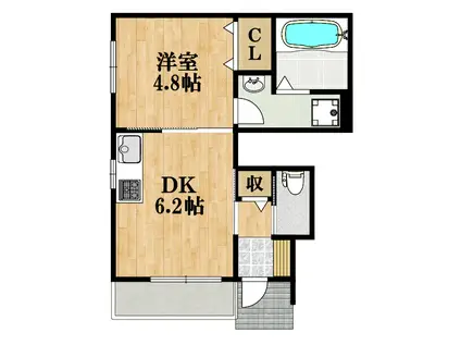 グラーティアム(1DK/1階)の間取り写真