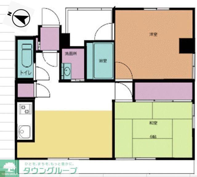 リグランド千歳烏山(2LDK/2階)の間取り写真