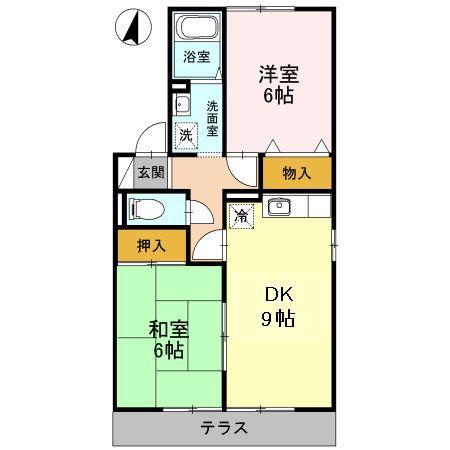 シャトーKANAHO(2DK/1階)の間取り写真