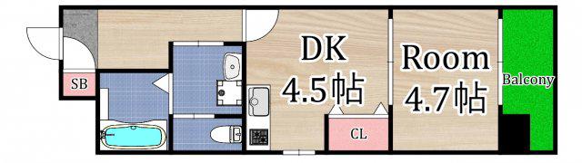 ネクストステージ関目(1DK/3階)の間取り写真