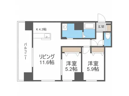 グラン札幌(2LDK/3階)の間取り写真