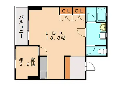 FORZA馬借(1LDK/1階)の間取り写真