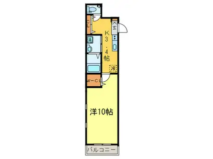 カーサ大門(1K/2階)の間取り写真