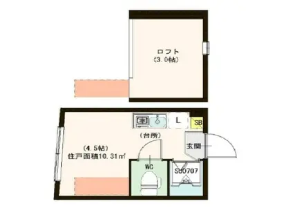 ハーモニーテラス北大塚(ワンルーム/1階)の間取り写真