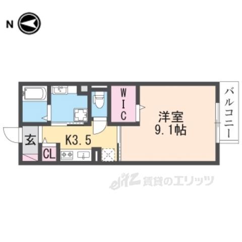 アヴァンセ リーヴ米原(1K/2階)の間取り写真