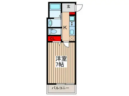 ウエストガーデン大和田(1K/1階)の間取り写真