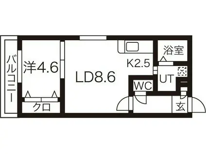 フェリスファミリア クアトロ(1LDK/3階)の間取り写真