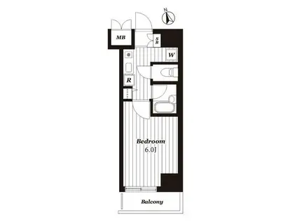 ヴェルヒルズ芝浦(1K/10階)の間取り写真