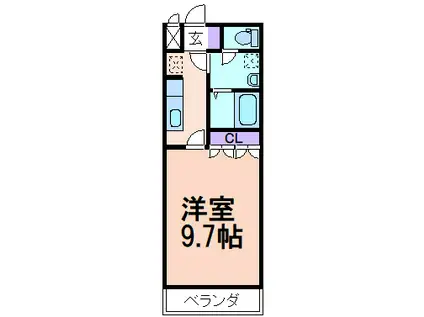 エスポアール SI(1K/1階)の間取り写真