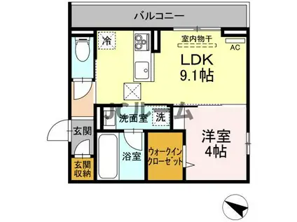 キャトル・セゾン(1LDK/1階)の間取り写真