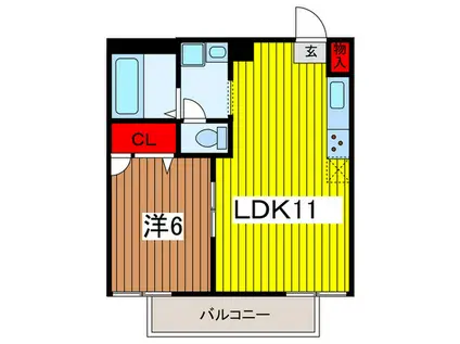 バンガード岸町(1LDK/2階)の間取り写真