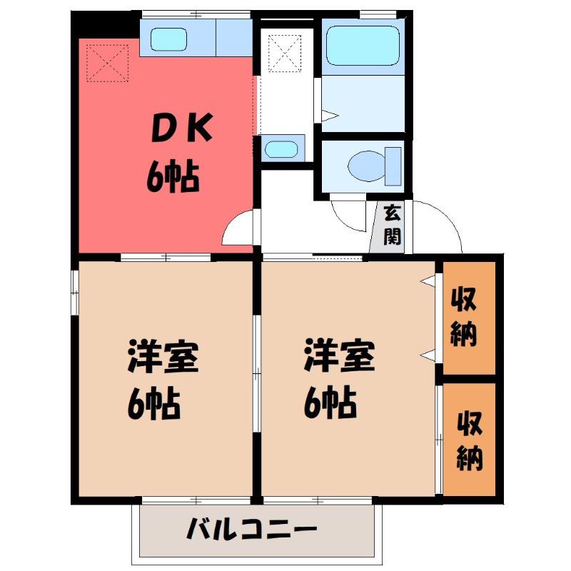 パーチェ B(2DK/2階)の間取り写真