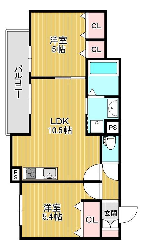 クリエオーレ菊水町(2LDK/3階)の間取り写真
