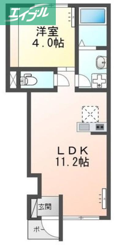 ニューページ(1LDK/1階)の間取り写真