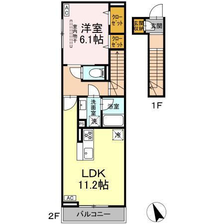 MAISON DE MON REVE 高円寺(1LDK/2階)の間取り写真