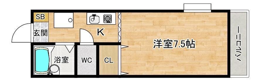 カーサ・アジオ(1K/3階)の間取り写真