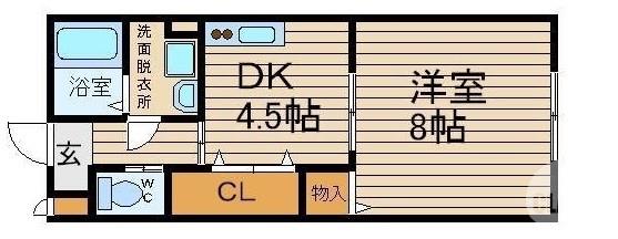 ヒルズシンシア I・II(1DK/1階)の間取り写真