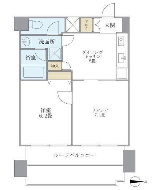 北品川アパートメント(2DK/8階)の間取り写真