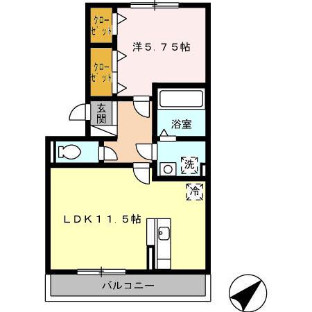 LA・FLORESTA(1LDK/2階)の間取り写真