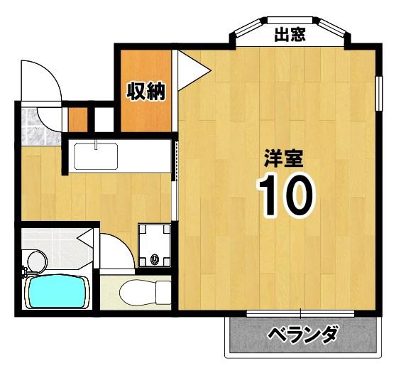 アムズコート(1K/4階)の間取り写真