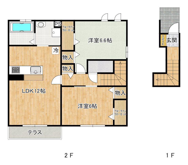 AGAPANTHUS A棟(2LDK/1階)の間取り写真