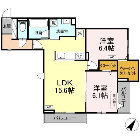 TORISIA向中野 IV(2LDK/2階)の間取り写真