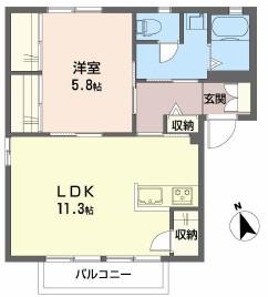 リバーサイド六本木C棟(1LDK/2階)の間取り写真