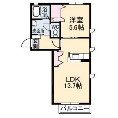 メゾンスカイヒルズ J棟(1LDK/1階)の間取り写真
