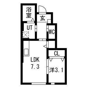 エリシオン265(1LDK/1階)の間取り写真