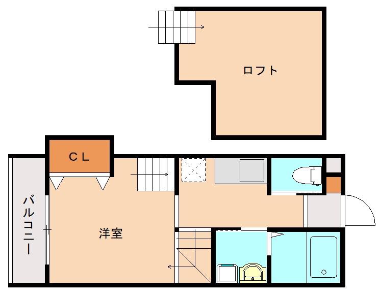 よかメゾンII(1K/2階)の間取り写真